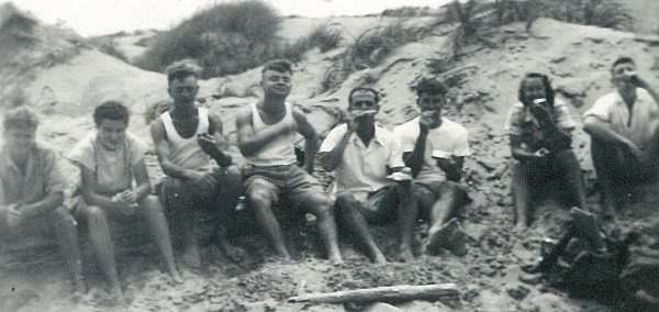 Students at the beach